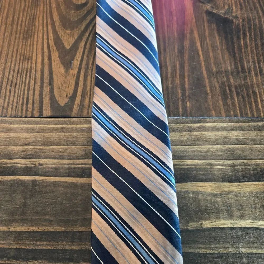 Givenchy Navy and Tan Striped Tie